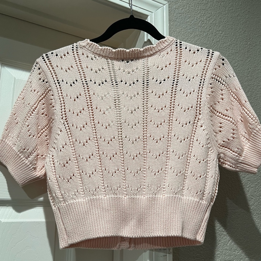 Wild Fable Pink Knitted Short Cardigan Sweater Sz L - Picture 2 of 4